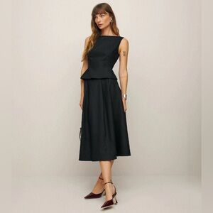 NEW Reformation Moya Linen Two pieces - black Size 2